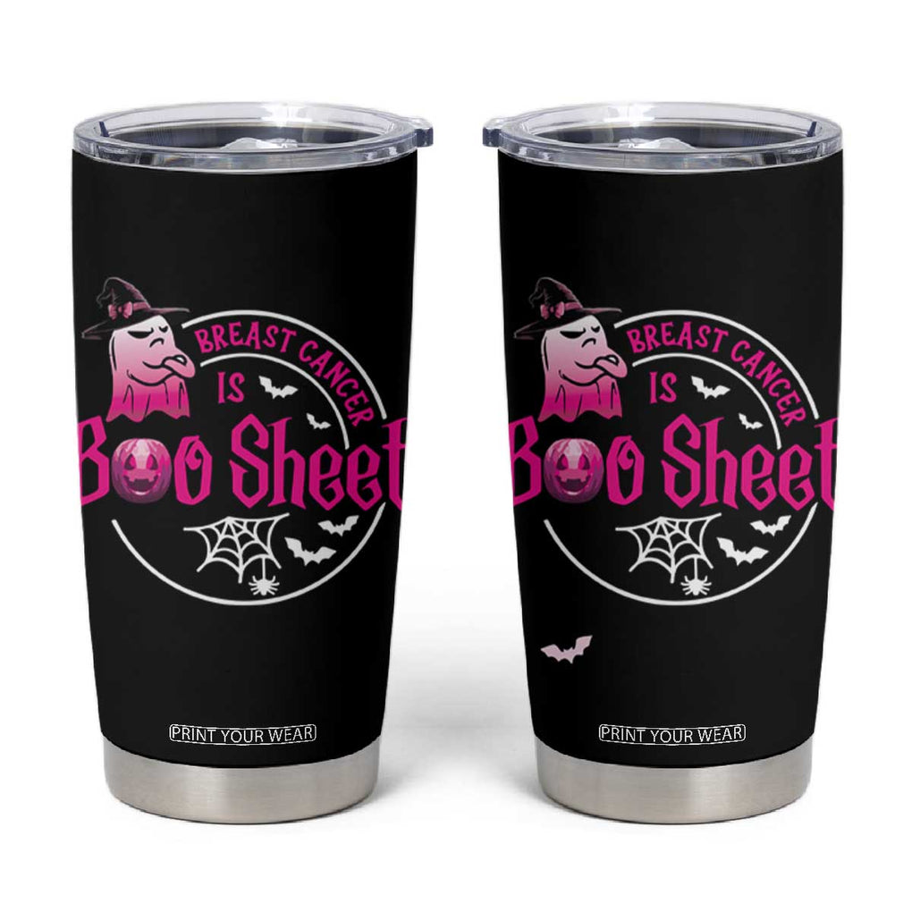 Cute Ghost Halloween Breast Cancer Awareness Tumbler Cup Breast Cancer Is Boo Sheet TB10 Black Print Your Wear