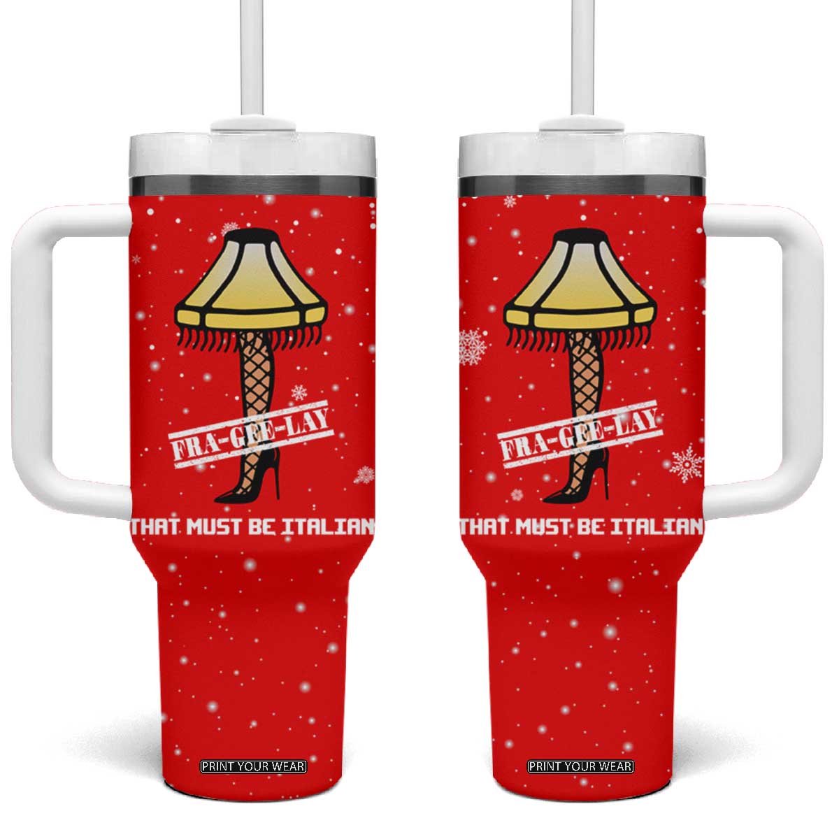 Funny Christmas Tumbler With Handle Gifts for Women Men Coworkers Frageelay TB10 One Size: 40 oz Red Print Your Wear