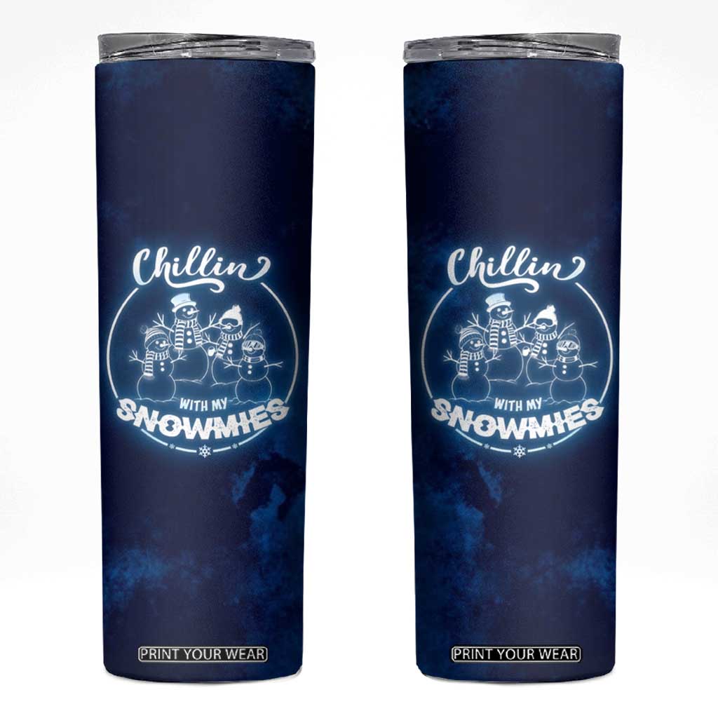 Funny Christmas Skinny Tumbler Snowman Chillin With My Snowmies TB10 Navy Print Your Wear