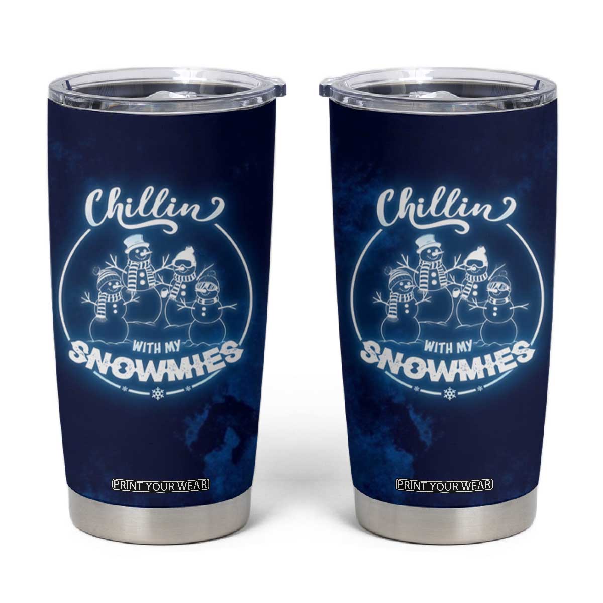 Funny Christmas Tumbler Cup Snowman Chillin With My Snowmies TB10 Navy Print Your Wear