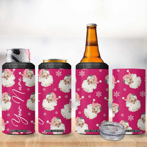 Personalized Christmas 4 in 1 Can Cooler Tumbler Custom Name Pink Santa Claus Retro Xmas Gifts TB10 Print Your Wear