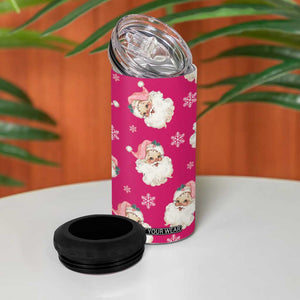 Personalized Christmas 4 in 1 Can Cooler Tumbler Custom Name Pink Santa Claus Retro Xmas Gifts TB10 Print Your Wear