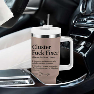 Personalized Coworker Tumbler With Handle Custom Name Cluster Fuck An Expert Problem Solver Christmas Gift Brown TB10 Print Your Wear