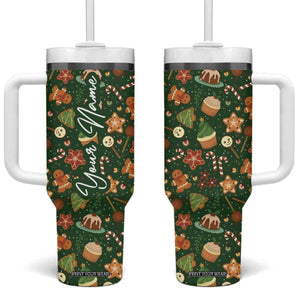 Personalized Christmas Tumbler With Handle Custom Name Car Cup Holder Xmas Gifts TB10 One Size: 40 oz Green Print Your Wear