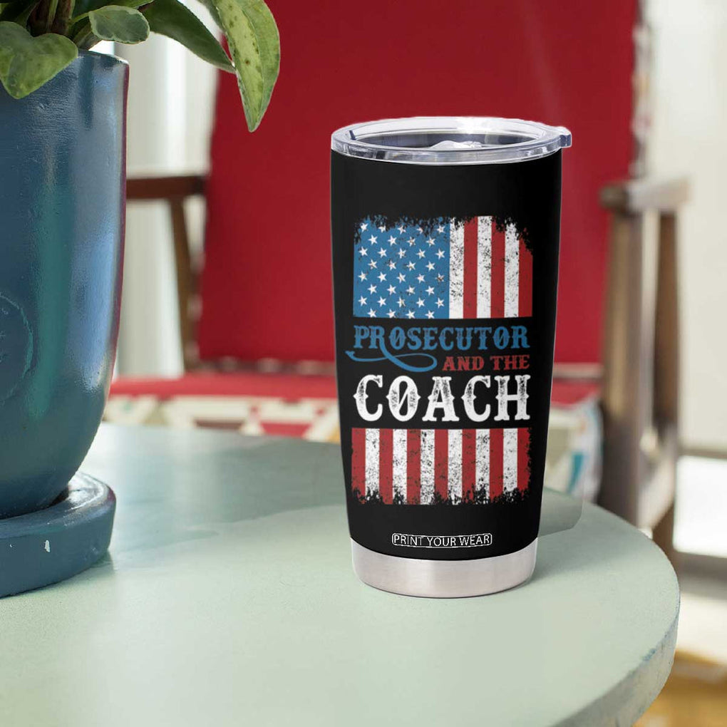 Harris Walz Tumbler Cup Prosecutor And The Coach 2024 Vintage American Flag TB11 Print Your Wear