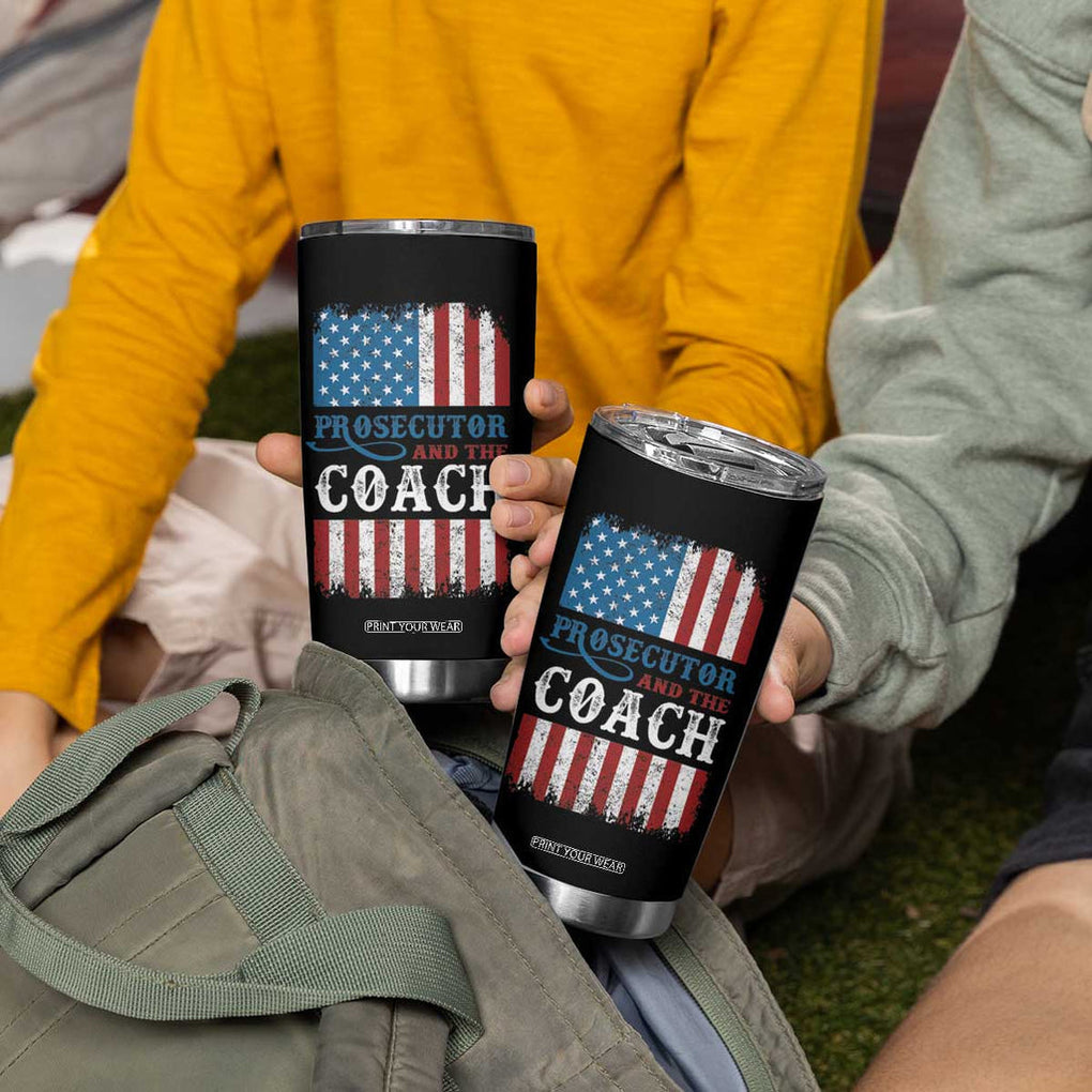 Harris Walz Tumbler Cup Prosecutor And The Coach 2024 Vintage American Flag TB11 Print Your Wear