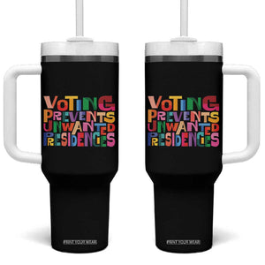 US Election Political 2024 Tumbler With Handle Voting Prevents Unwanted Presidencies TB11 One Size: 40 oz Black Print Your Wear