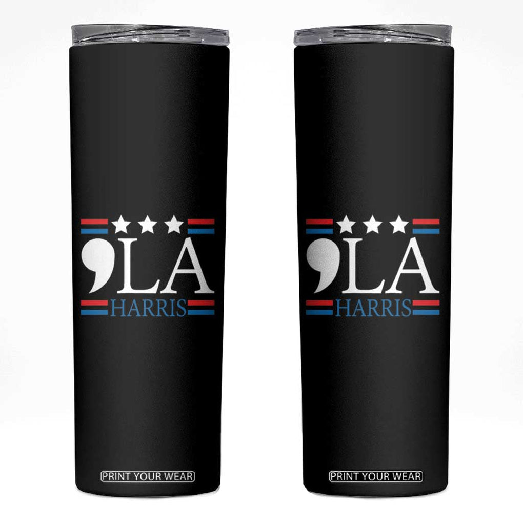 Funny Comma La Harris Skinny Tumbler Punctuation Kamala 2024 American Flag TB11 Black Print Your Wear