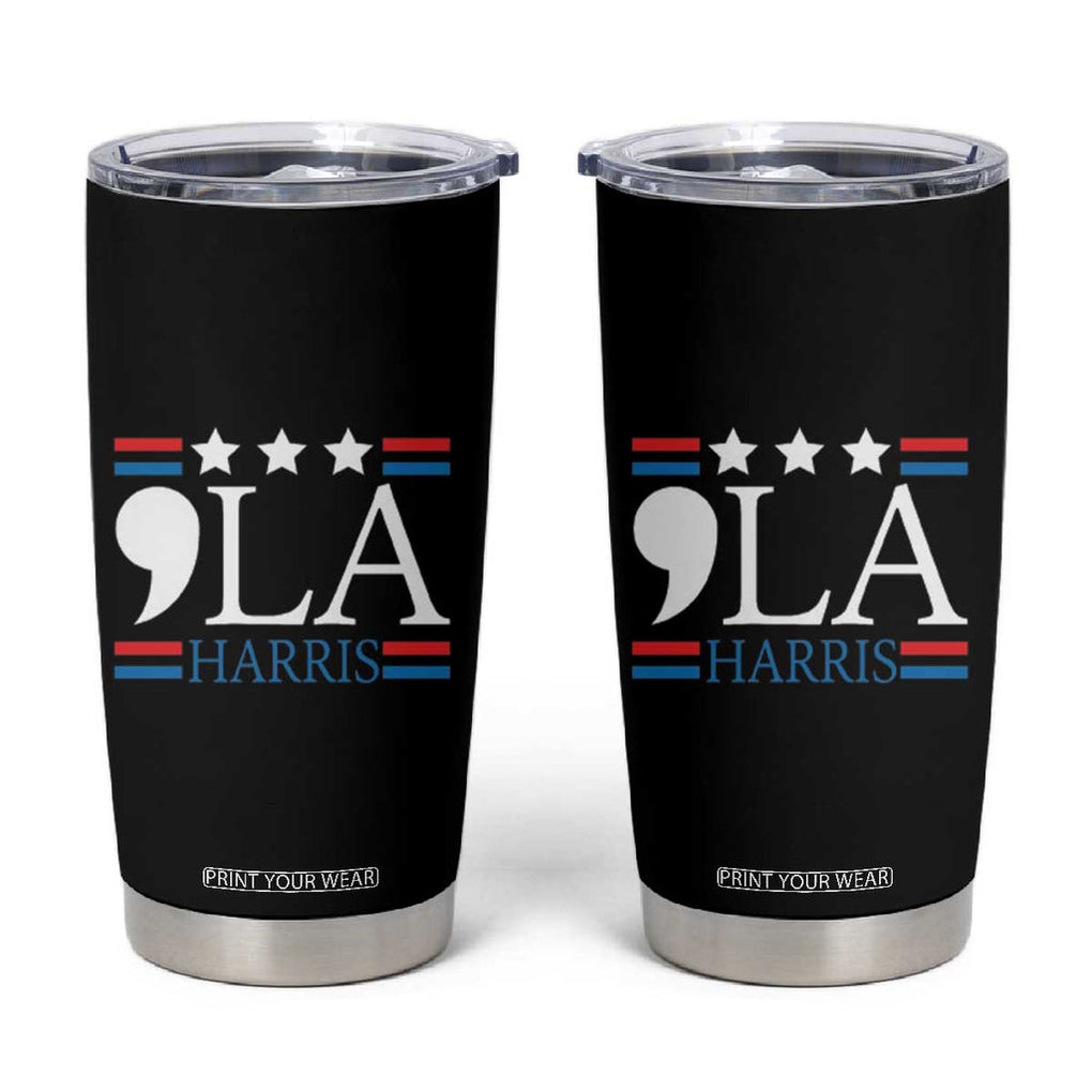 Funny Comma La Harris Tumbler Cup Punctuation Kamala 2024 American Flag TB11 Black Print Your Wear