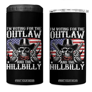 Trump Vance 2024 4 in 1 Can Cooler Tumbler I'm Voting For The Outlaw And The Hillbilly Western Cowboy Gun US Flag TB11 One Size: 16 oz Black Print Your Wear