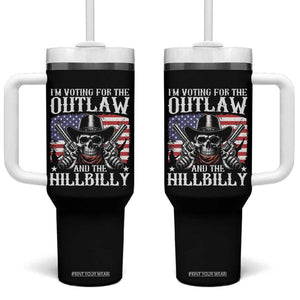 Trump Vance 2024 Tumbler With Handle I'm Voting For The Outlaw And The Hillbilly Western Cowboy Gun US Flag TB11 One Size: 40 oz Black Print Your Wear