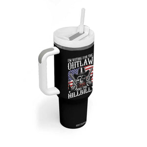 Trump Vance 2024 Tumbler With Handle I'm Voting For The Outlaw And The Hillbilly Western Cowboy Gun US Flag TB11 Print Your Wear