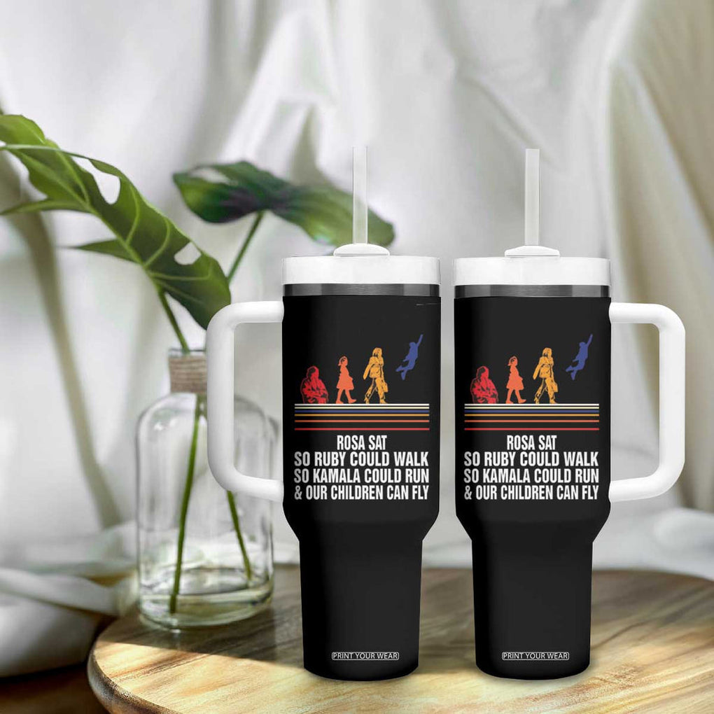 Harris 2024 Tumbler With Handle Rosa Sat So Ruby Could Walk So Kamala Could Run And Our Children Can Fly TB11 Print Your Wear