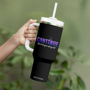 Suicide Prevention Awareness Tumbler With Handle Continue Don't Let Your Story End Semicolon Butterfly TB11 Print Your Wear