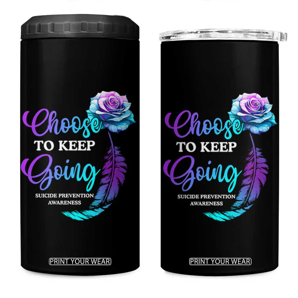 Suicide Prevention Awareness 4 in 1 Can Cooler Tumbler Choose To Keep Going Semicolon Rose Feather TB11 One Size: 16 oz Black Print Your Wear