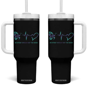 Suicide Prevention Awareness Tumbler With Handle No Story Should End Too Soon Butterfly Heartbeat TB11 One Size: 40 oz Black Print Your Wear