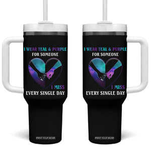 Suicide Prevention Awareness Tumbler With Handle Teal And Purple For Someone I Miss Every Single Day Heart TB11 One Size: 40 oz Black Print Your Wear