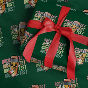 Teacher Rock The Test Day Wrapping Paper Roll Testing Motivational TS10 Green Print Your Wear