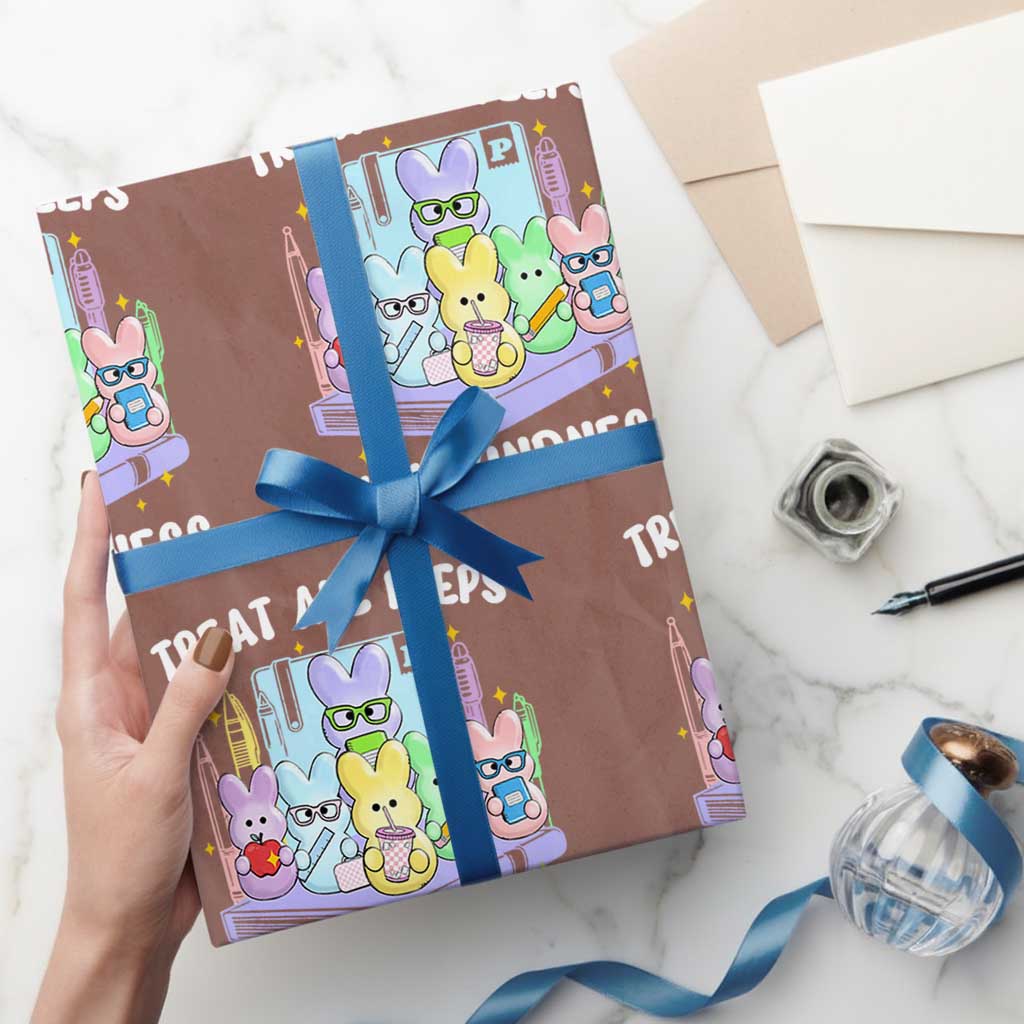 Teachers Easter Wrapping Paper Roll Treat All Peeps With Kindness TS10 Mocha Print Your Wear