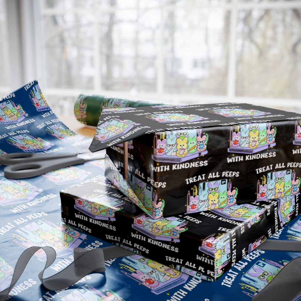 Teachers Easter Wrapping Paper Roll Treat All Peeps With Kindness TS10 Black Print Your Wear
