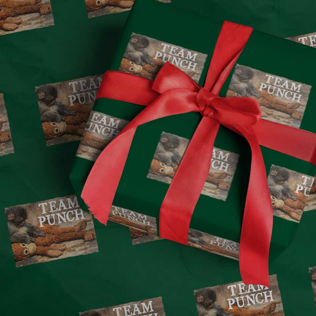 Team Punch Baby Monkey Plush Hugging Meme Wrapping Paper Roll TS11 Green Print Your Wear