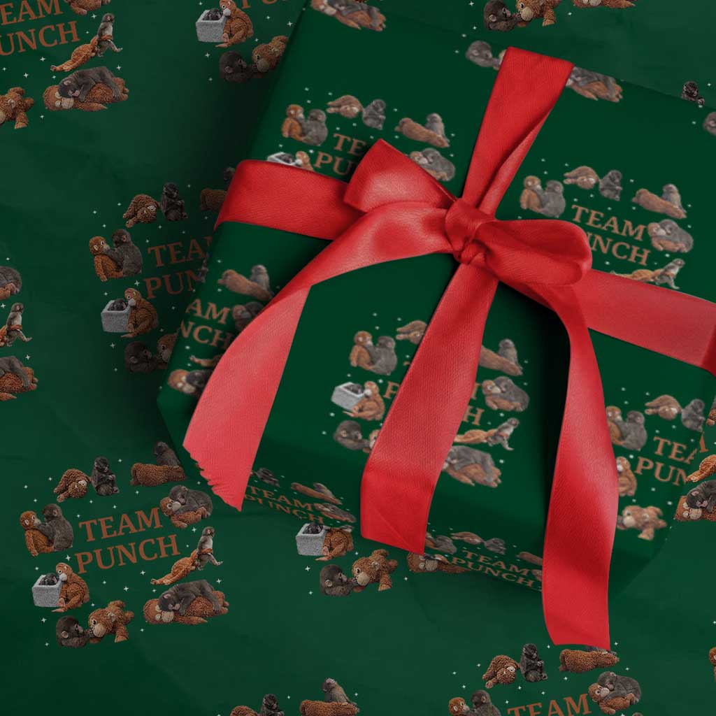 Team Punch Monkey Wrapping Paper Roll Viral Baby Monkey Meme TS14 Green Print Your Wear
