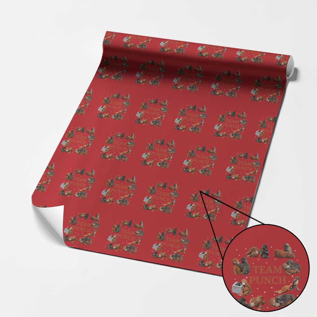 Team Punch Monkey Wrapping Paper Roll Viral Baby Monkey Meme TS14 Red Print Your Wear