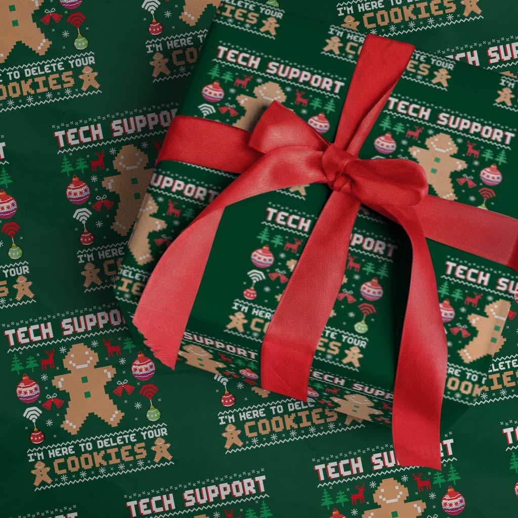 Tech Support Christmas Wrapping Paper Roll I Am Here To Delete Your Cookies TS14 Green Print Your Wear