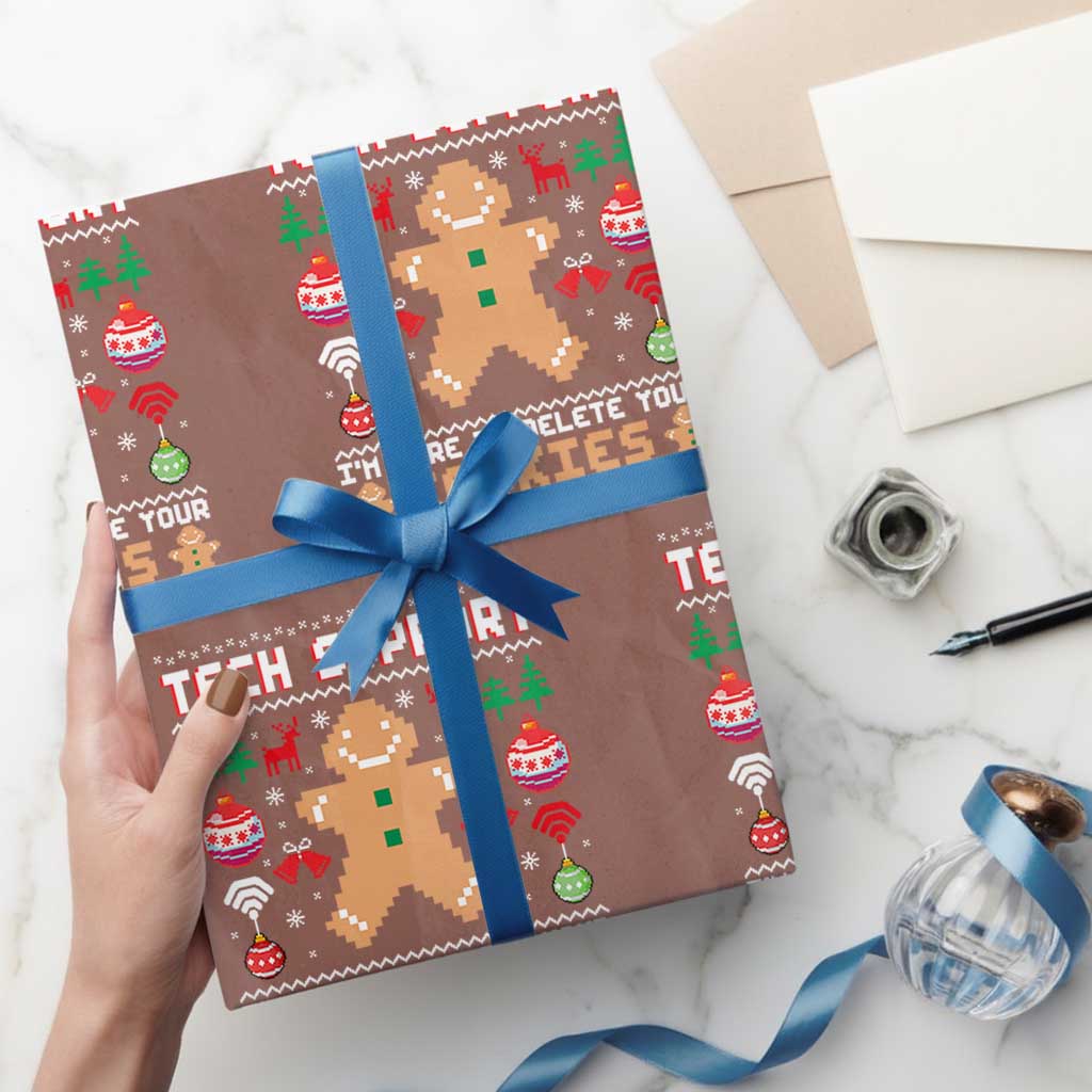 Tech Support Christmas Wrapping Paper Roll I Am Here To Delete Your Cookies TS14 Mocha Print Your Wear