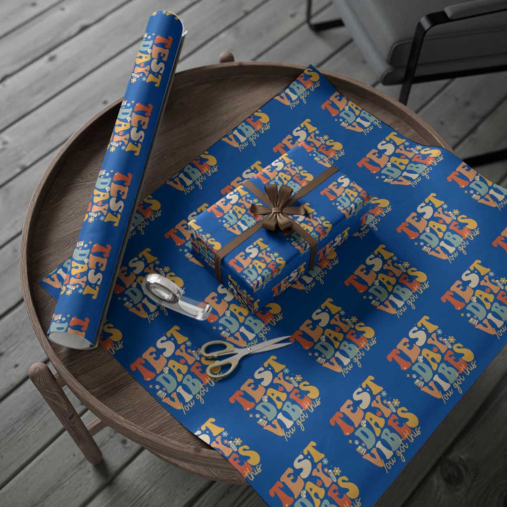 Test Day Vibes Wrapping Paper Roll Teacher Groovy Testing Day Exam TS10 Blue Print Your Wear