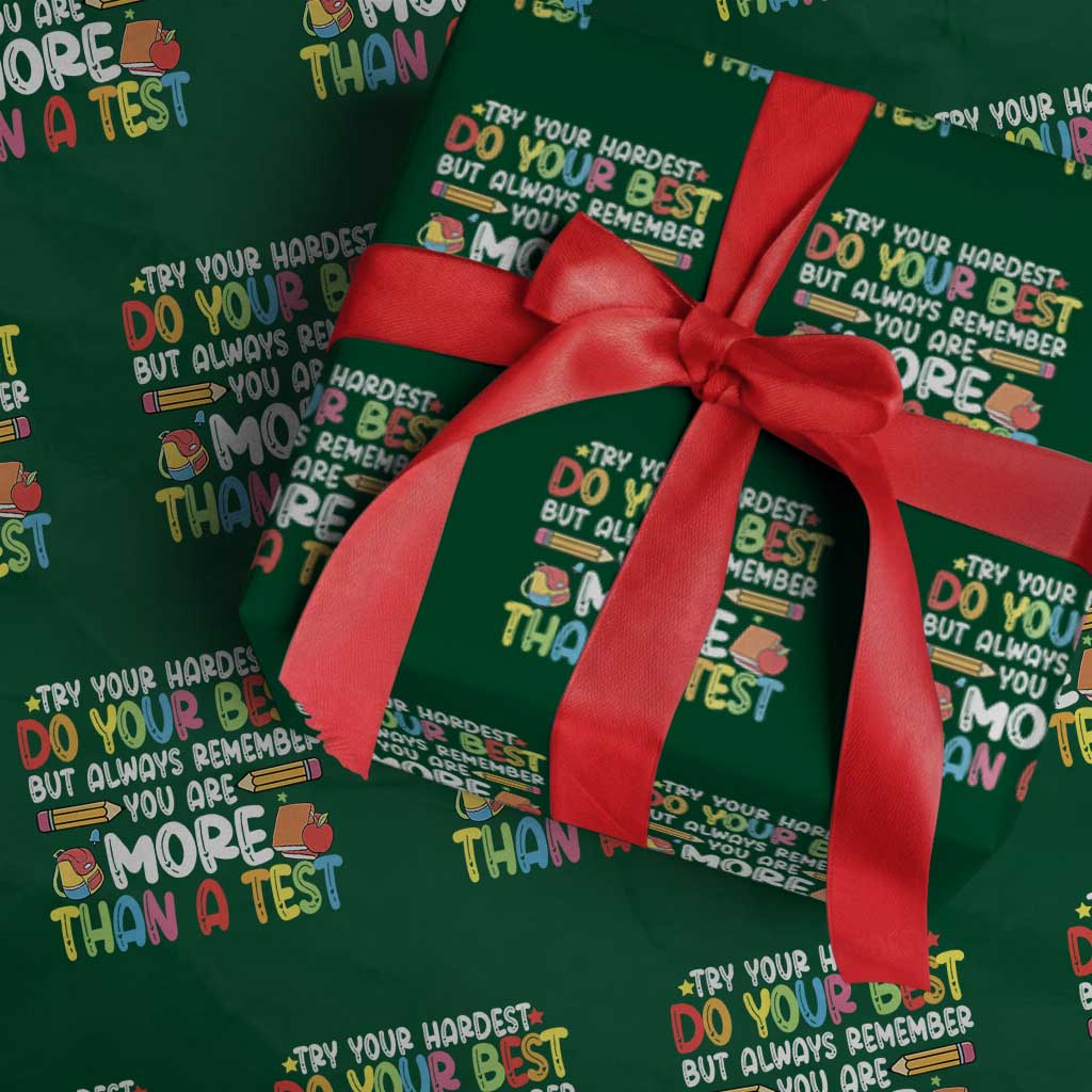 Testing Day Wrapping Paper Roll Try Your Hardest Teachers TS10 Green Print Your Wear
