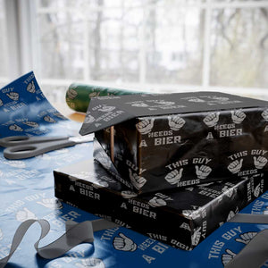 This Guy Needs A Bier Oktoberfest Wrapping Paper Roll Funny Mens Drinking Gift TS10 Black Print Your Wear