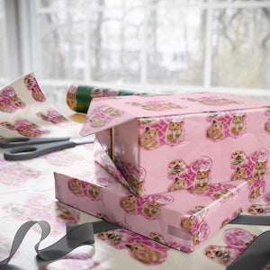 Three Hamsters Retro Graphic Wrapping Paper Roll Small Pet Lover Gift Idea TS12 Light Pink Print Your Wear