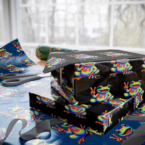 Tie-Dye Frog Peace Sign Hippie Wrapping Paper Roll Toad Trends Effect Printing TS10 Black Print Your Wear