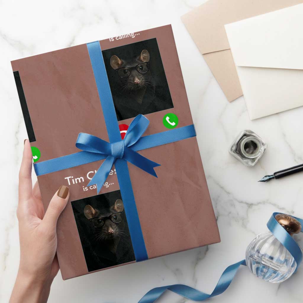 Tim Cheese Is Calling Wrapping Paper Roll Funny Decline Or Accept Meme TS02 Mocha Print Your Wear