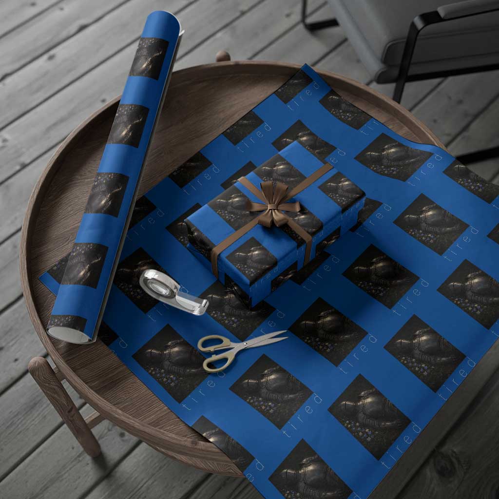 Tired Knight Wrapping Paper Roll Gothic Medieval Fantasy TS10 Blue Print Your Wear
