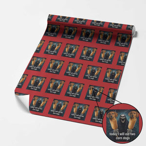 Today I Will Eat Two Corn Dogs Skeleton Meme Wrapping Paper Roll TS11 Red Print Your Wear