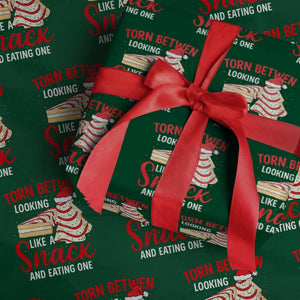 Torn Between Looking Like A Snack Or Eating One Christmas Wrapping Paper Roll Debbies Tree Cake TS10 Green Print Your Wear