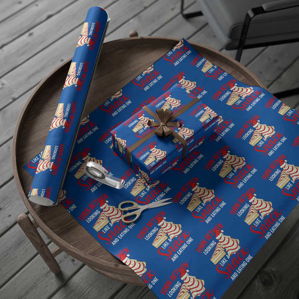 Torn Between Looking Like A Snack Or Eating One Christmas Wrapping Paper Roll Debbies Tree Cake TS10 Blue Print Your Wear