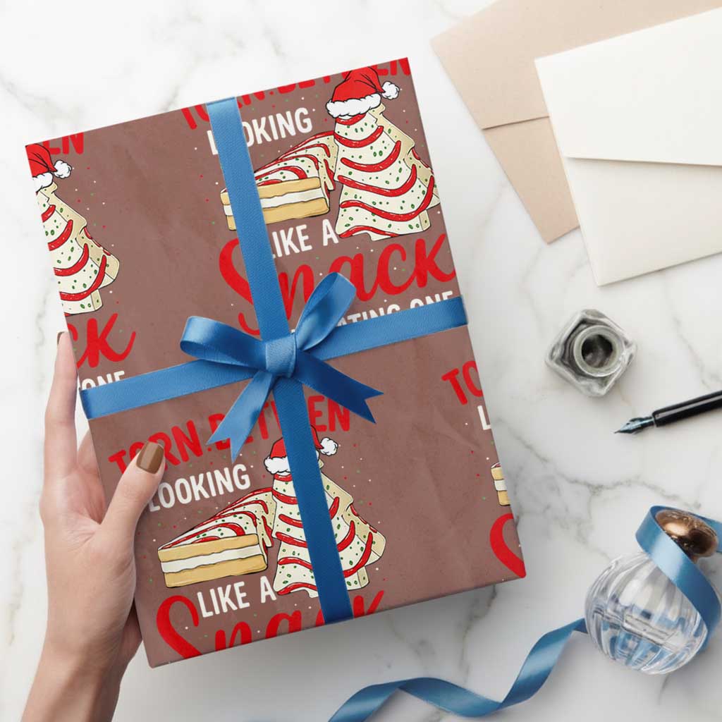 Torn Between Looking Like A Snack Or Eating One Christmas Wrapping Paper Roll Debbies Tree Cake TS10 Mocha Print Your Wear