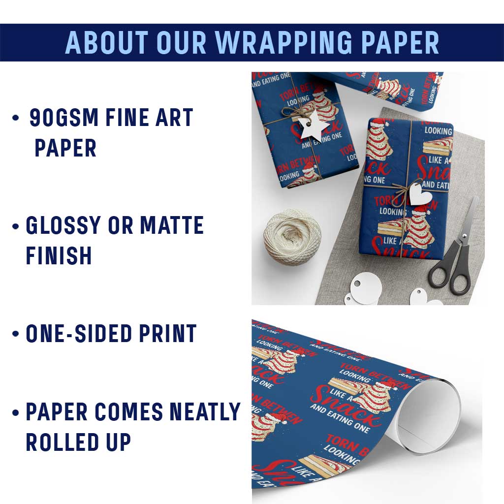 Torn Between Looking Like A Snack Or Eating One Christmas Wrapping Paper Roll Debbies Tree Cake TS10 Print Your Wear