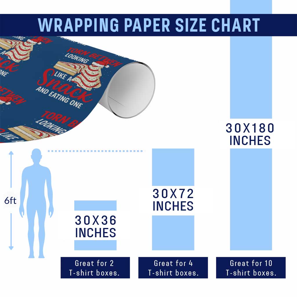 Torn Between Looking Like A Snack Or Eating One Christmas Wrapping Paper Roll Debbies Tree Cake TS10 Print Your Wear