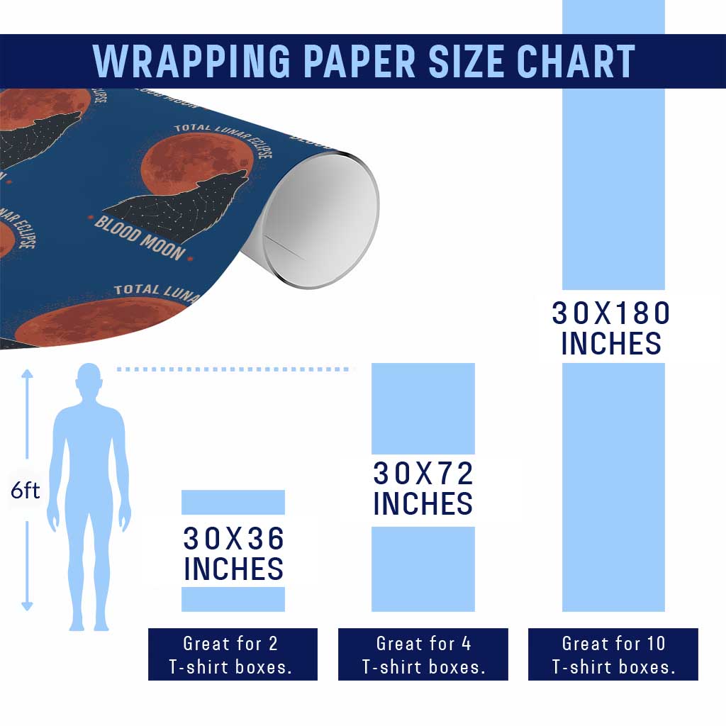 Total Lunar Eclipse March 3 2026 Wrapping Paper Roll Constellation Wolf Souvenir Graphic TS02 Print Your Wear