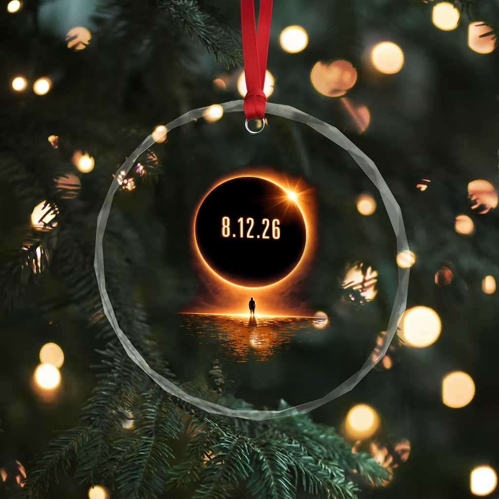 Total Solar Eclipse 2026 Crystal Glass Ornament August 12th Totality Gift TS10 Print Your Wear