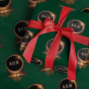 Total Solar Eclipse 2026 Wrapping Paper Roll August 12th Totality Gift TS10 Green Print Your Wear