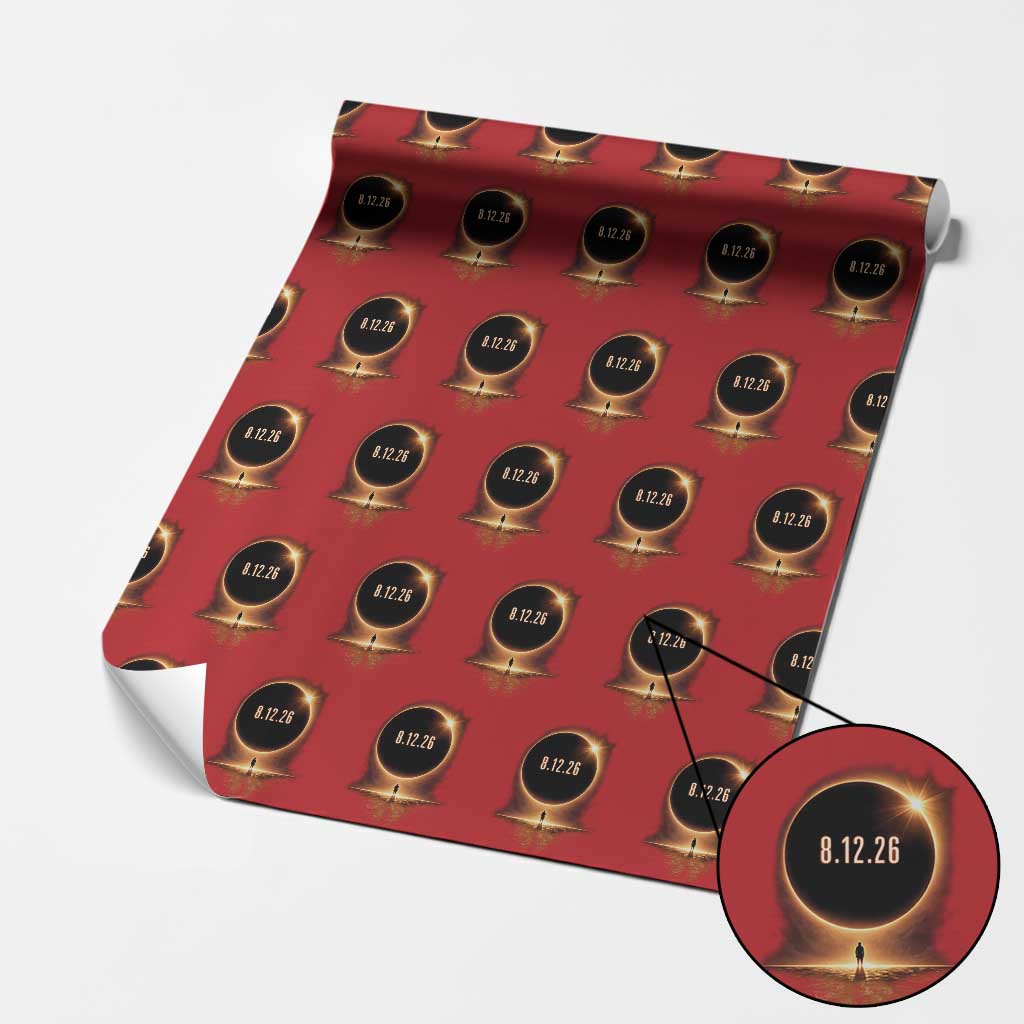 Total Solar Eclipse 2026 Wrapping Paper Roll August 12th Totality Gift TS10 Red Print Your Wear