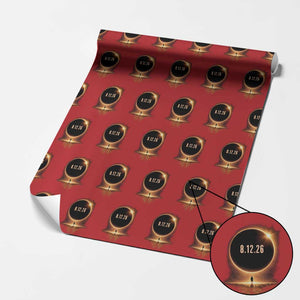 Total Solar Eclipse 2026 Wrapping Paper Roll August 12th Totality Gift TS10 Red Print Your Wear