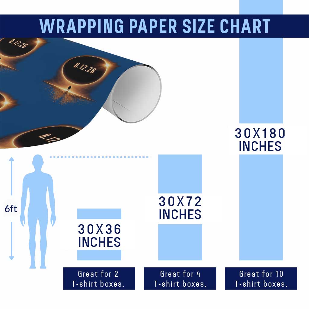 Total Solar Eclipse 2026 Wrapping Paper Roll August 12th Totality Gift TS10 Print Your Wear
