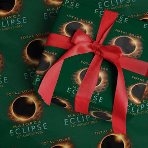 Total Solar Eclipse Wrapping Paper Roll 12th August 2026 Majorca Totality TS10 Green Print Your Wear