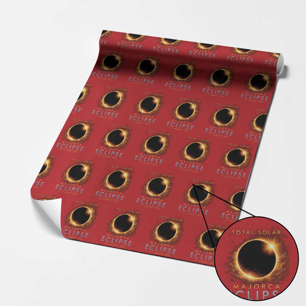 Total Solar Eclipse Wrapping Paper Roll 12th August 2026 Majorca Totality TS10 Red Print Your Wear